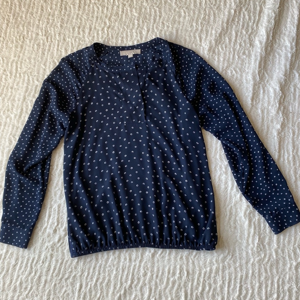 Loft Navy Dot Blouse